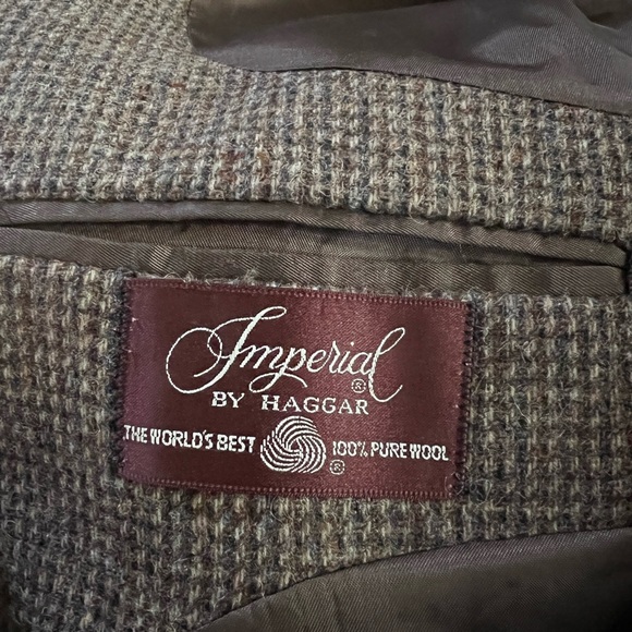 Imperial By Haggar 100% Brown Wool Tweed Jacket Vintage Size 42 Coat Blazer - Picture 2 of 3
